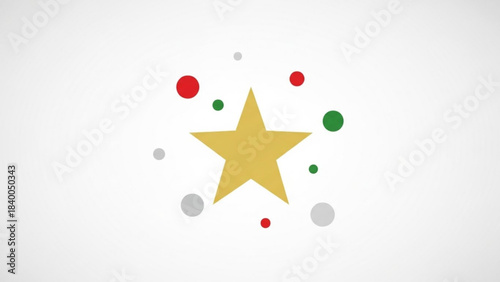 Golden Star and Colorful Spheres: A radiant golden star shines brightly, encircled by an array of colorful spheres, creating a visually captivating and symbolic composition.
