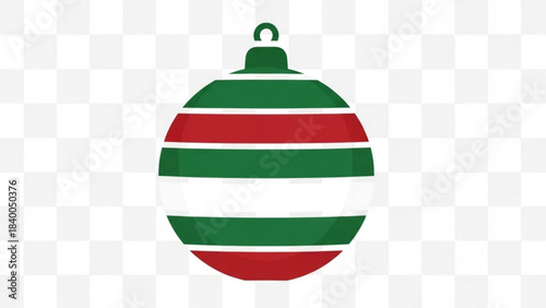 Christmas Ornament Illustration: A vibrant illustration of a striped Christmas ornament with classic festive colors and a simple design, perfect for holiday-themed projects.