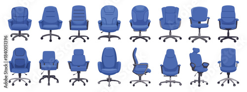 Office Chair Isolated Cartoon Icon – Vector Illustration of Modern Interior Furniture on White Background for Workplace, Business, and Home Office Design