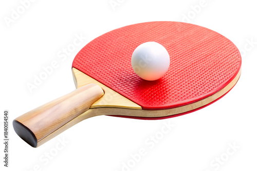 ping pong racket and ball isolated on white background ,PNG. AI Generated