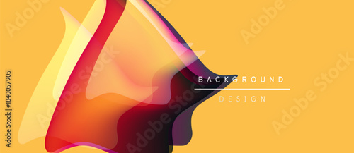 Abstract fluid shapes overlap, creating vibrant color blends. Yellow background enhances dynamic visual impact. Design feels modern, energetic.