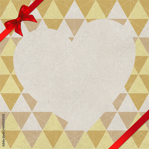 Cover report or card and red ribbon with bow on texture paper.