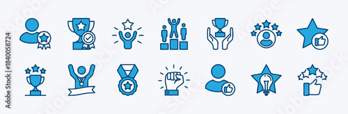 Collection of Blue Achievement and Success Icons award