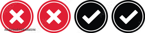Red circle icons with white X symbols representing no, wrong and rejection states for interfaces, warnings and notifications.