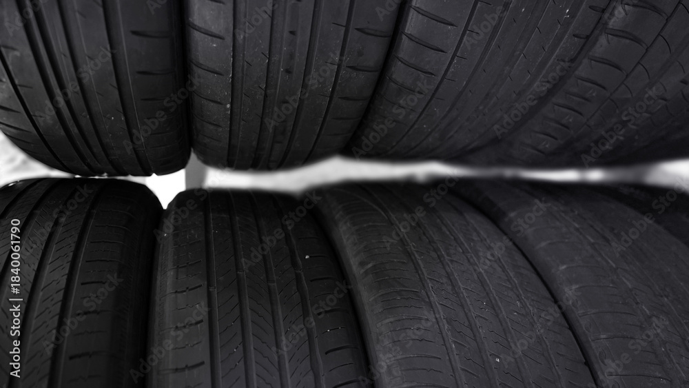 Obraz premium Assortment of Auto Tires for Various Road Conditions