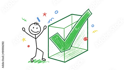 Green check mark icons symbolize business success, correct approval, and web choice concepts