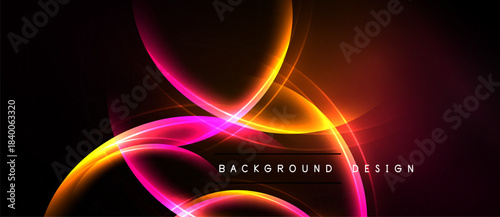 Abstract neon lines create dynamic energy. Vibrant colors blend, forming flowing shapes against dark backdrop. Modern design element.