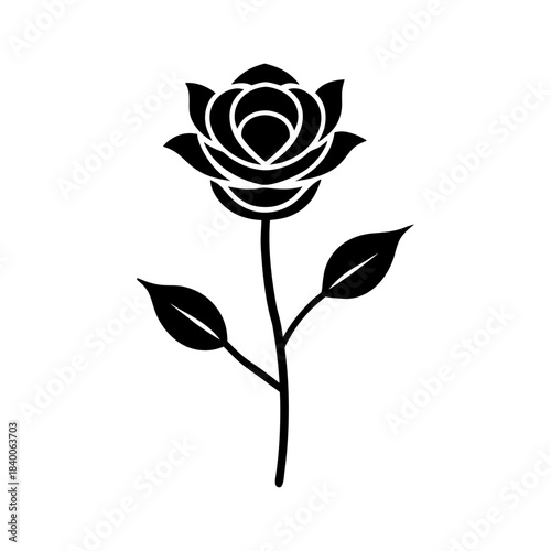 Romantic Rose Stem Illustration in Clean Minimal Style.