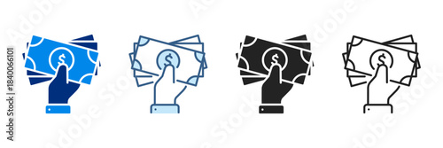 Banknote Icon Set Various Styles Vector Illustrations With Dollar Currency.