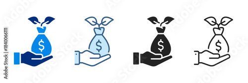 Investment Icon Set Various Styles Vector Illustrations With Dollar Currency.