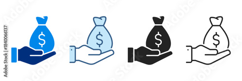 Money Icon Set Various Styles Vector Illustrations With Dollar Currency.