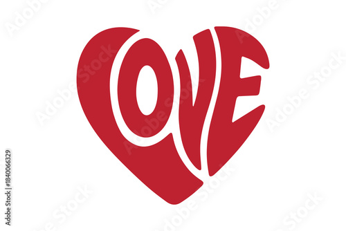 Groovy Love Word Inside Heart Shape Typography for T Shirt Design