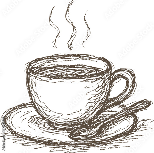 Steaming cup of coffee drawing