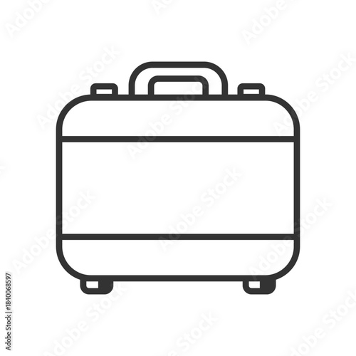 Outline luggage travel icon isolated flat style design.