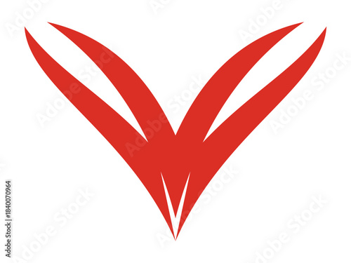 Elegant Initial V Fox Icon Outline Illustration