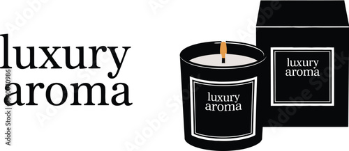 Luxury scented candle in elegant black packaging with gold accents