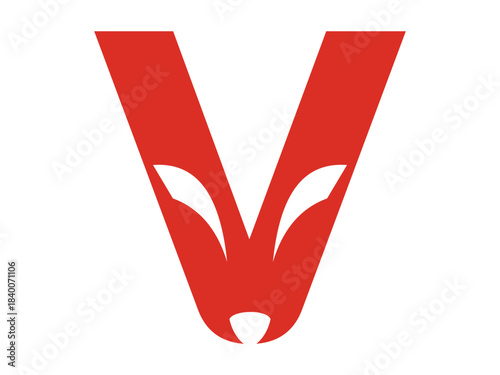 Stylized V Fox Icon with Minimalist Geometric Form