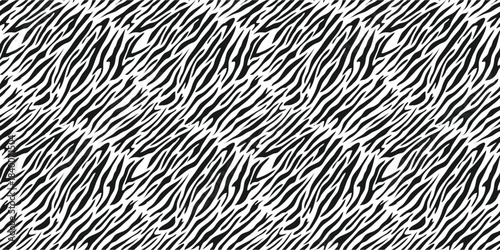 Seamless Black and White Zebra Stripe Pattern Vector Background