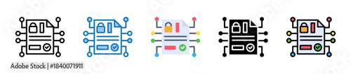 Smart Contract multiple style icons set design vector illustration. 