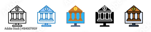 Digital Banking multiple style icons set design vector illustration. 