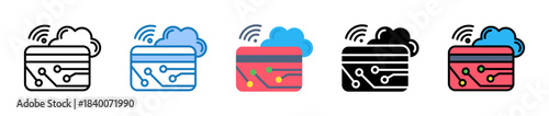 Virtual Card multiple style icons set design vector illustration. 