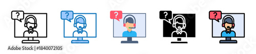 Remote Support multiple style icons set design vector illustration. 