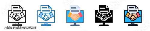 Online Contract multiple style icons set design vector illustration. 