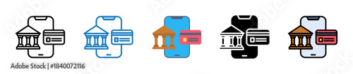 Mobile Banking multiple style icons set design vector illustration. 
