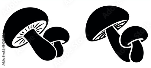 Organic Superfood Glyph Vector. Silhouette symbol representing Healthy Ingredients, Eco Meal Preparation, and Mushroom varieties. Vector isolated illustration in digital formats.