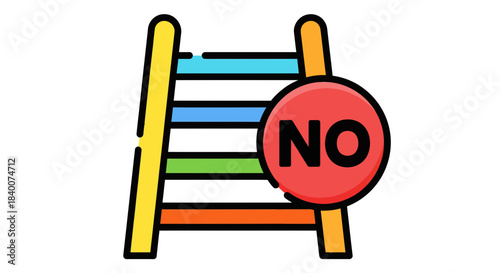 A Colorful Ladder Symbolizing Denial, Rejection, Or The Lack Of Progress