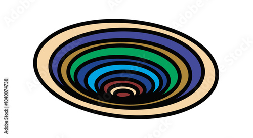 A Colorful Spherical Illusion: Artistic Depth and Concentric Rings on Display