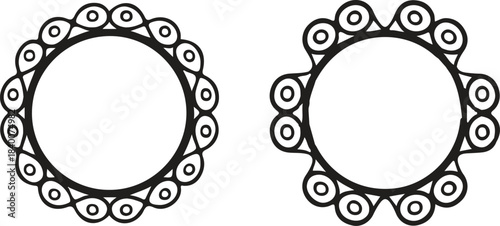 Photo frame isolated icon set, picture frame vector icon with editable stroke. Hand drawn picture frames, doodle vector set. Elegant retro empty banner, poster, placard, postal stamp.