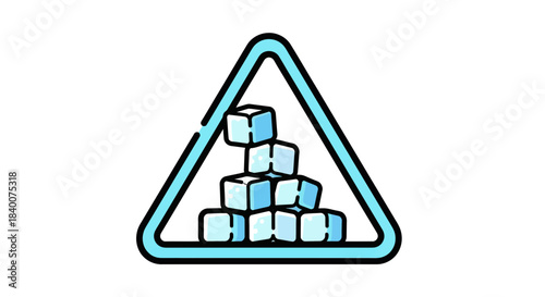 A Symbolic Ice Cube Structure Within a Warning Sign, a Sign Of Alert