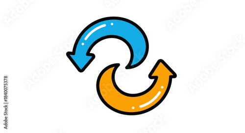 Abstract Colorful Arrows Symbolizing Renewal, Cycle, Transformation, and Rotation in Digital World