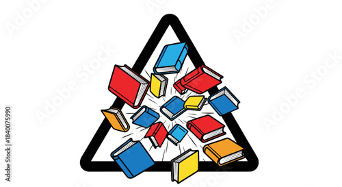 Abstract Composition of Books in a Triangle, Representing Learning and Education Concept