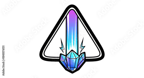Abstract Energy Symbol With A Crystal Prism Inside Triangle Shape Design