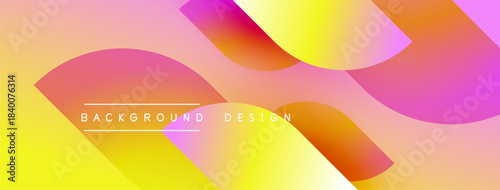 Abstract gradient shapes overlap. Yellow, pink, orange hues blend smoothly. Modern design element for backgrounds, presentations.