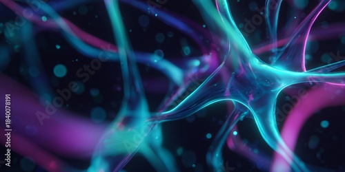 Abstract macro view of a neuron, cell or nerve. Concept of brain science, innovative technology, or artificial intelligence for medicine and biology.