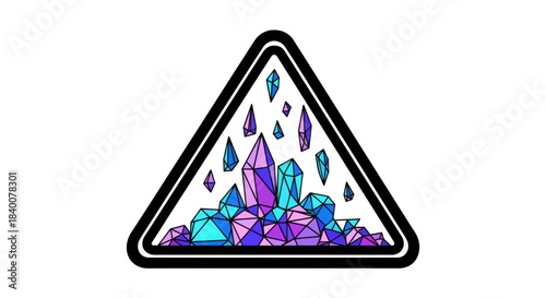 Abstract Geometric Crystal Formation Within a Triangular Frame Design Aesthetic