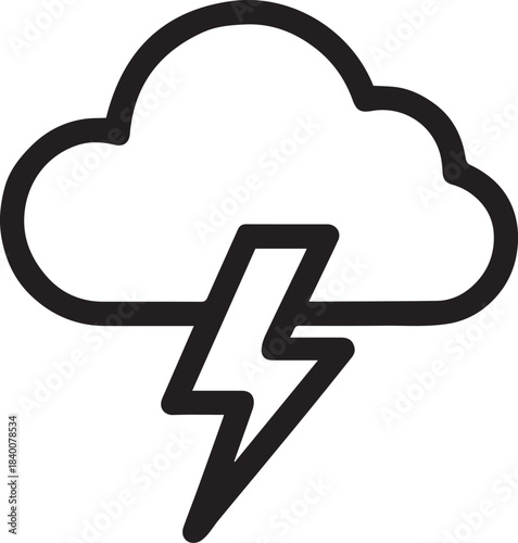 A stylized graphic of a dramatic thundercloud, with a lightning bolt, ready to add a dynamic touch to any design, symbolising power and nature's raw energy.