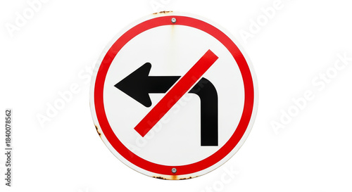 Prohibition sign: The prohibition sign is warning you. A straightforward circular traffic sign, clearly indicating No Left Turn with its universally recognizable imagery. Free Download Prohibition sign: The prohibition sign is warning you. A straightforward circular traffic sign, clearly indicating No Left Turn with its universally recognizable imagery. - GFXLoad