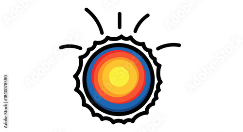 Abstract Geometric Sun Symbolizing Energy, Warmth, and Vivid Creative Composition