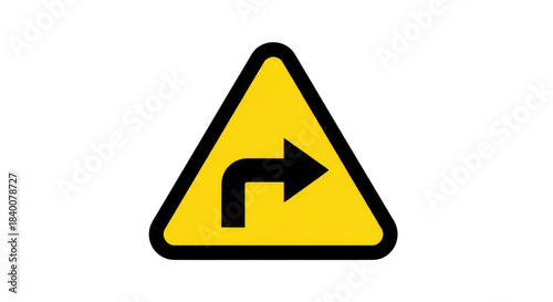 Free Download Turn Right Road Sign: A bright yellow road sign with a bold black right turn arrow, offering clear and concise guidance for drivers. - GFXLoad