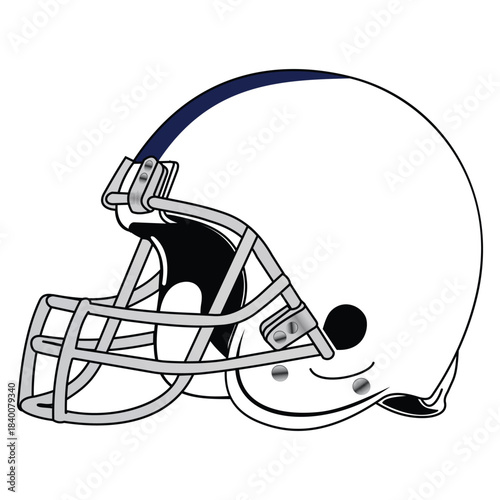 Football Helmet Clipart – White Helmet with Blue Stripe & Gray Facemask for Sports & Team Designs