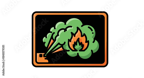 Abstract Illustration Depicting Smoke Emission and Fiery Combustion in a Defined Frame