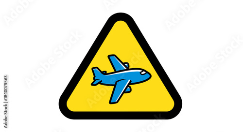 Air Travel Hazard Sign Indicating Possible Danger in Flight Zone on Solid White Background