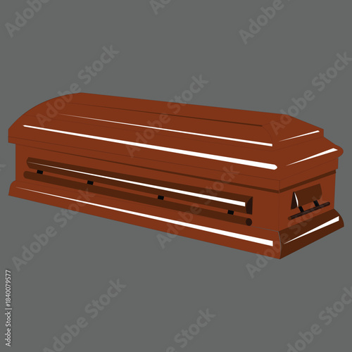 Wooden Coffin Vector Illustration – Funeral Casket Design on Solid Background