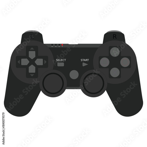 Black Gaming Controller Vector Illustration – Gamepad Icon for Digital and Print Use