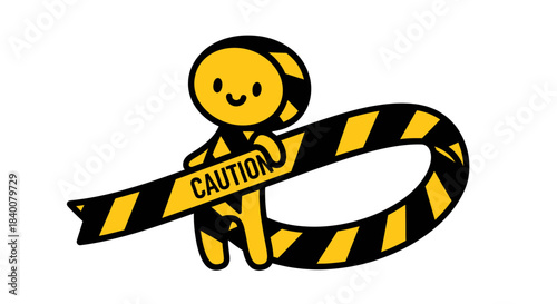 Alerting Character Announces Danger and Vigilance with Protective Barrier Symbolism