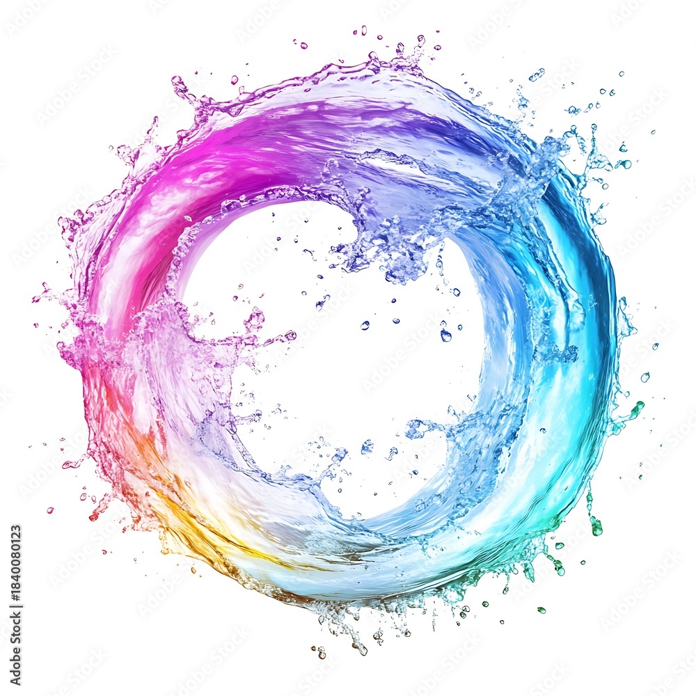 Fototapeta premium A colorful water splash forming a vibrant circle